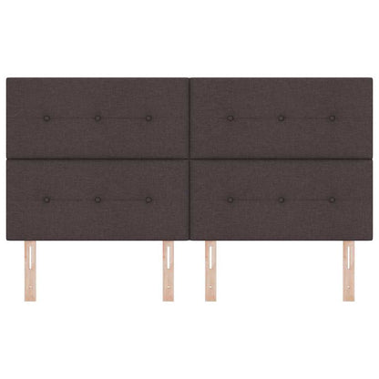 LED Hoofdbord met LED-stripverlichting Donkerbruin 180 cm Stof