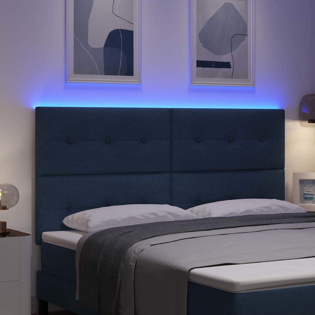 LED Hoofdbord met LED-stripverlichting Blauw 180 cm Stof