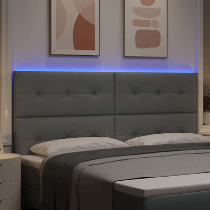 LED Hoofdbord met LED-stripverlichting Lichtgrijs 200 cm Stof