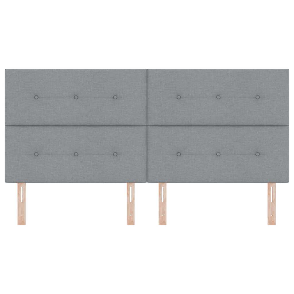 LED Hoofdbord met LED-stripverlichting Lichtgrijs 200 cm Stof