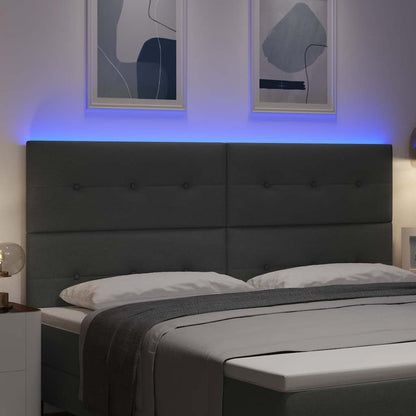 LED Hoofdbord met LED-stripverlichting Donkergrijs 200 cm Stof