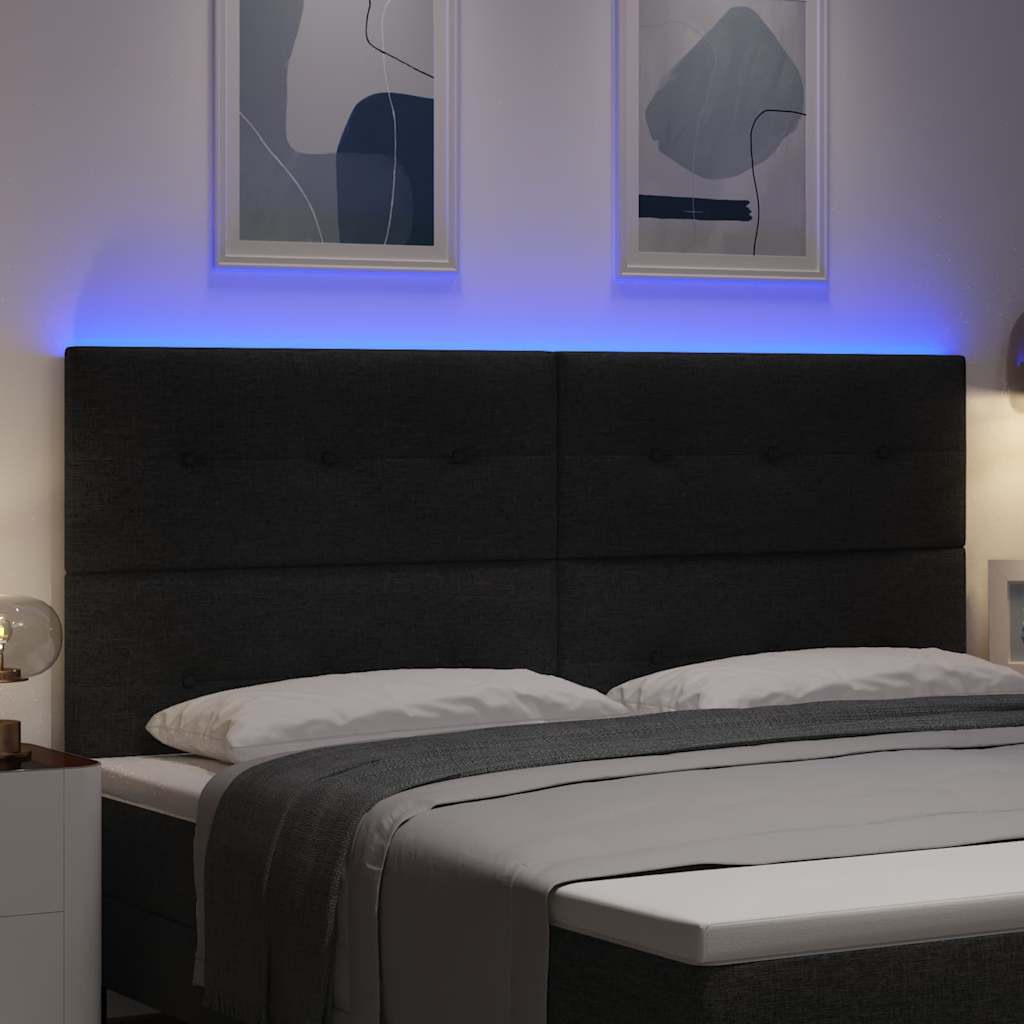 LED Hoofdbord met LED-stripverlichting Zwart 200 cm Stof