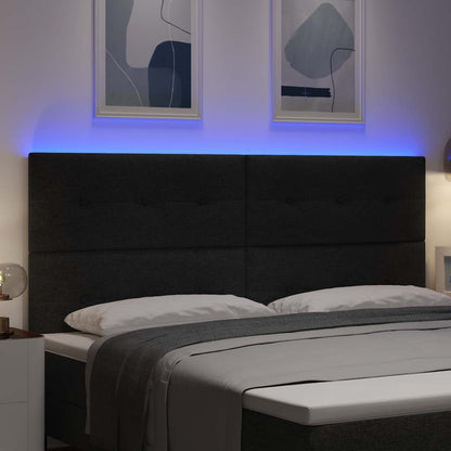 LED Hoofdbord met LED-stripverlichting Zwart 200 cm Stof