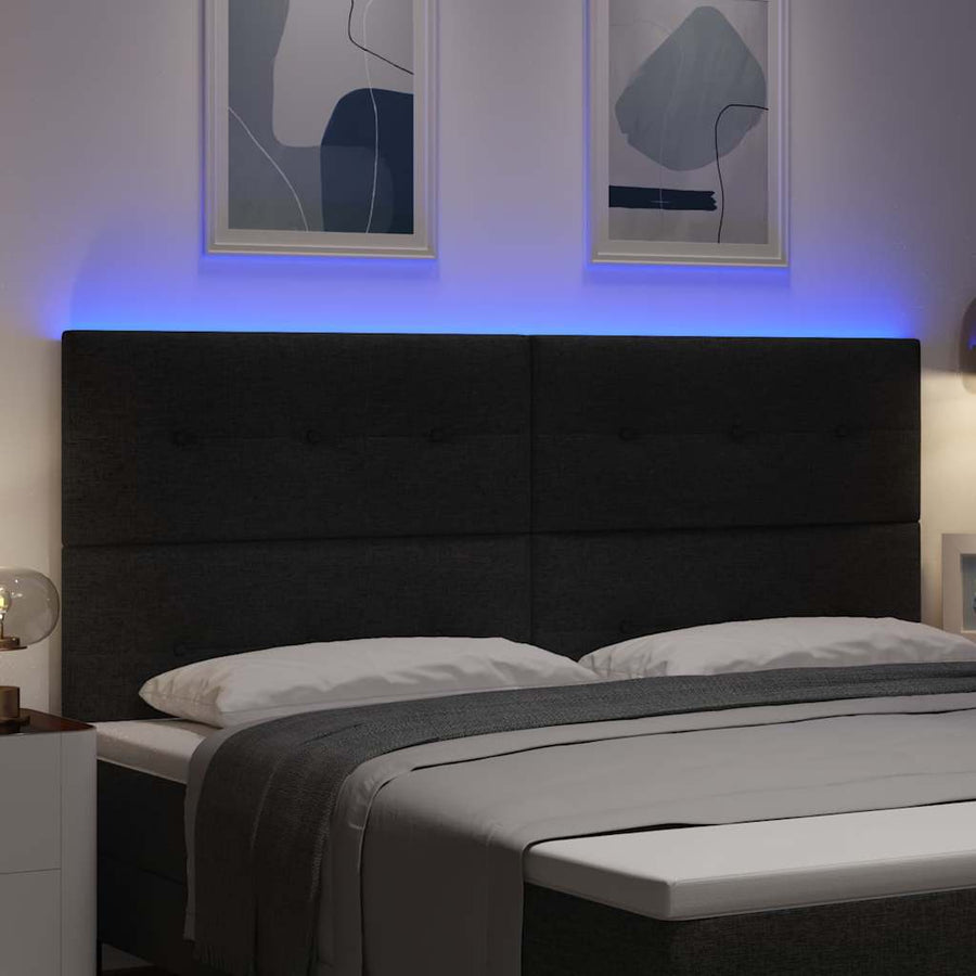 LED Hoofdbord met LED-stripverlichting Zwart 200 cm Stof