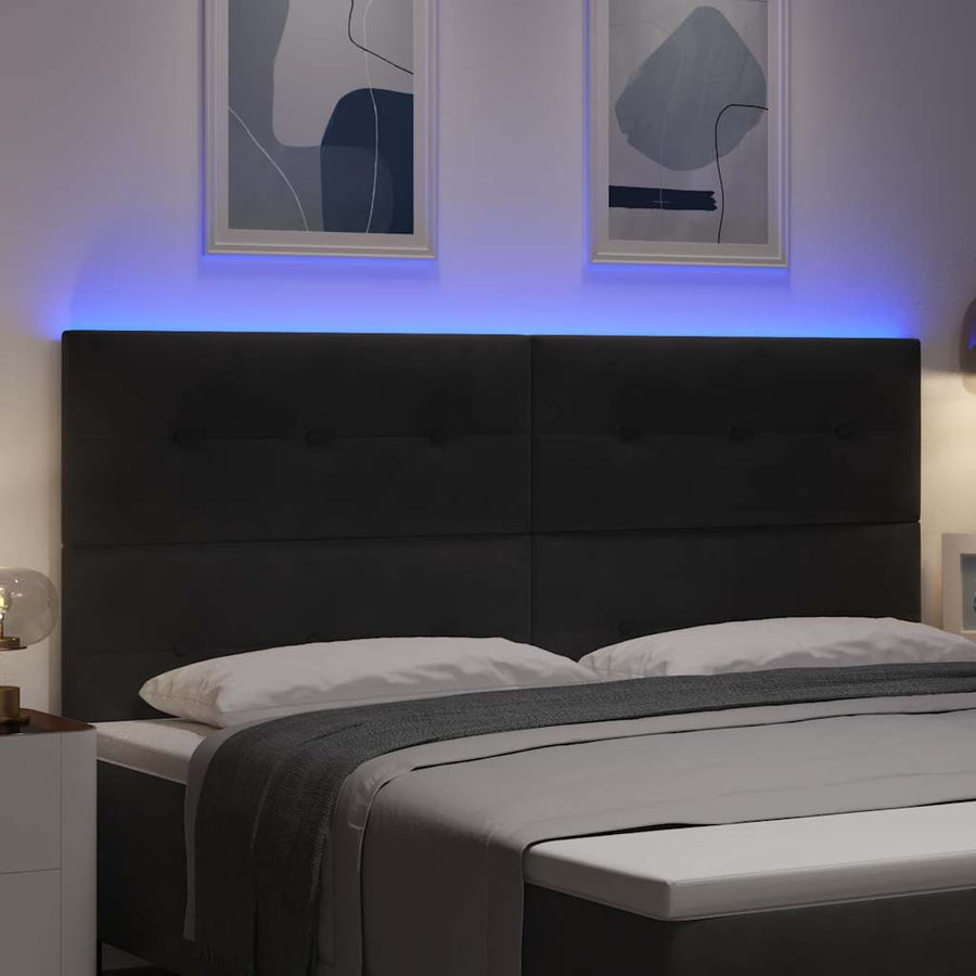 Led Hoofdbord Met Led-Striplichten Zwart 200 Cm Polyester