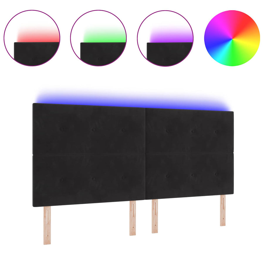 Led Hoofdbord Met Led-Striplichten Zwart 200 Cm Polyester