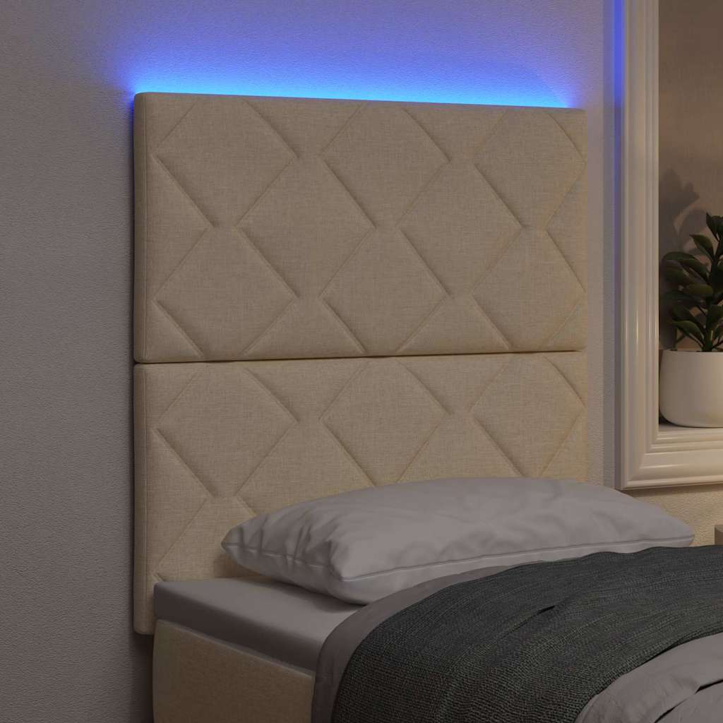 LED Hoofdbord Crème 80 cm Stof