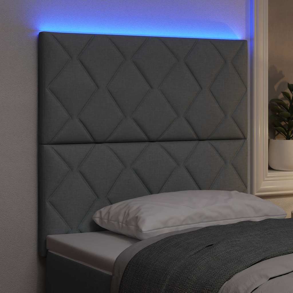 LED Hoofdbord Lichtgrijs 90 cm Stof