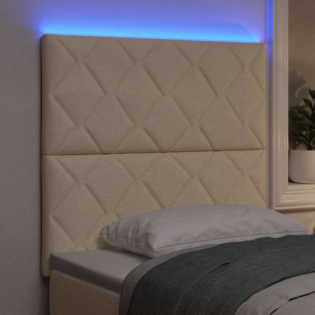 LED Hoofdbord Crème 90 cm Stof