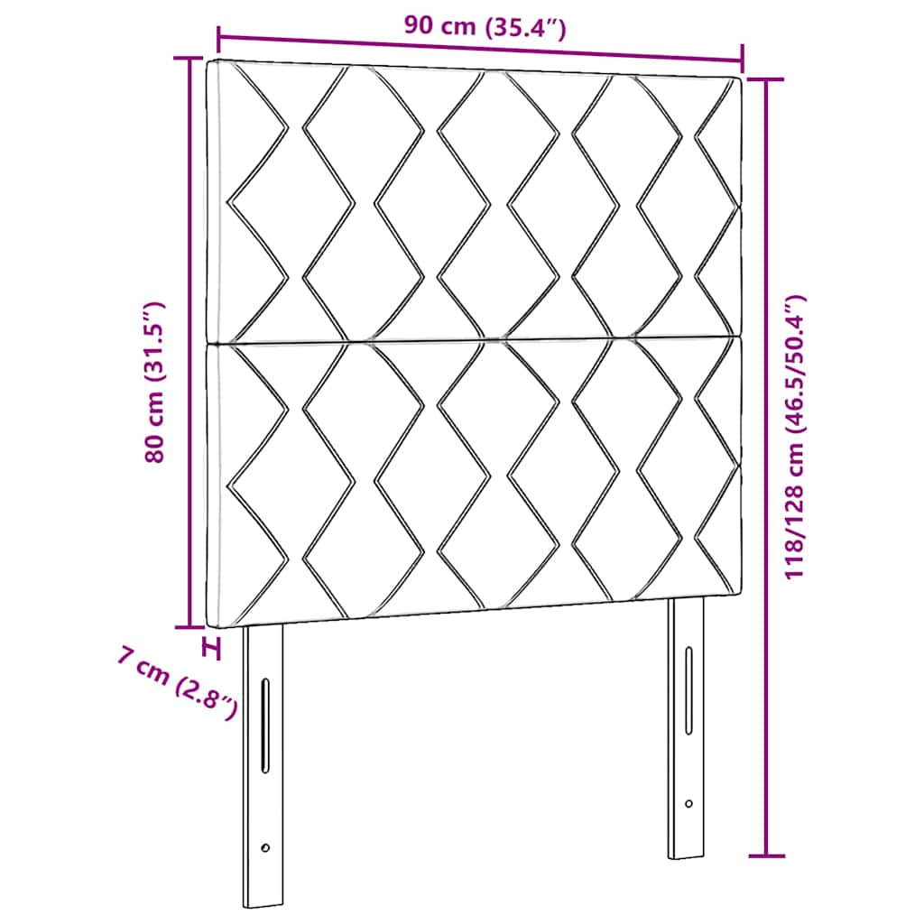 LED Hoofdbord Donkergrijs 90 cm Fluweel