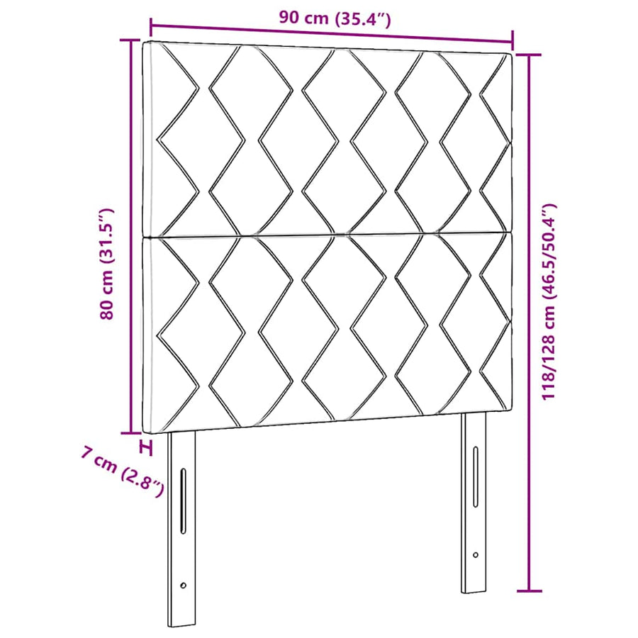 LED Hoofdbord Donkergrijs 90 cm Fluweel