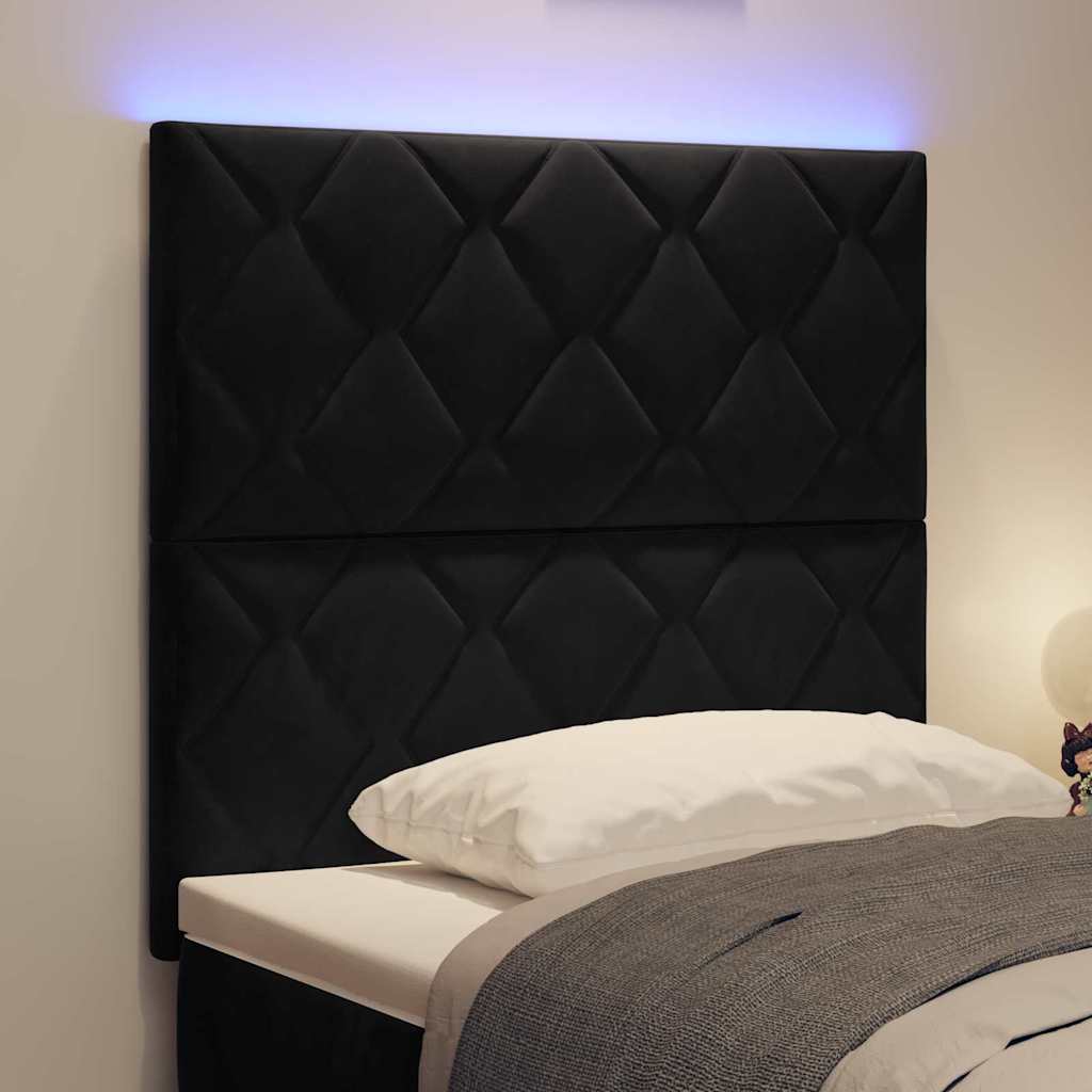 LED Hoofdbord Zwart 90 cm Fluweel