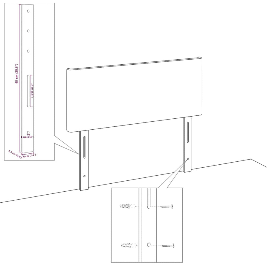 LED Hoofdbord Donkergrijs 100 cm Fluweel