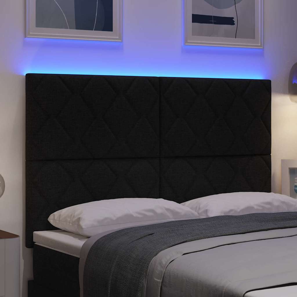 LED Hoofdbord Zwart 144 cm Stof