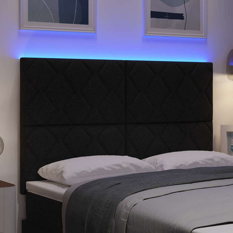LED Hoofdbord Zwart 144 cm Stof