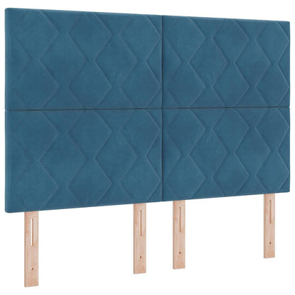 LED Hoofdbord Donkerblauw 144 cm Fluweel