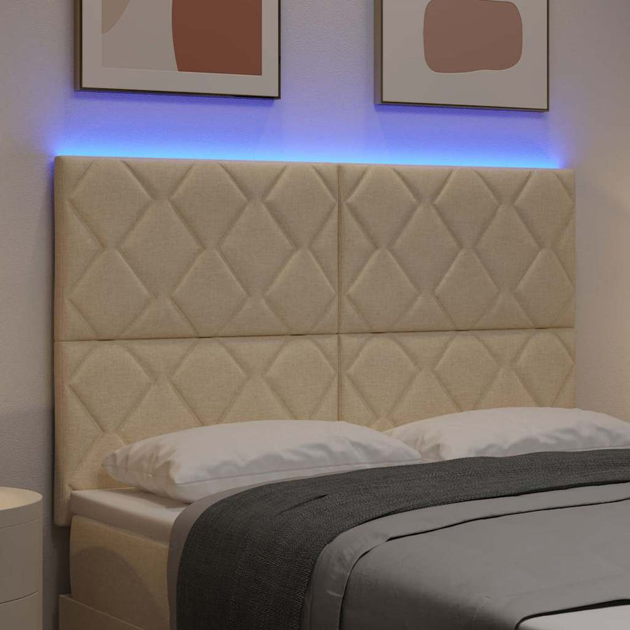 LED Hoofdbord Crème 160 cm Stof