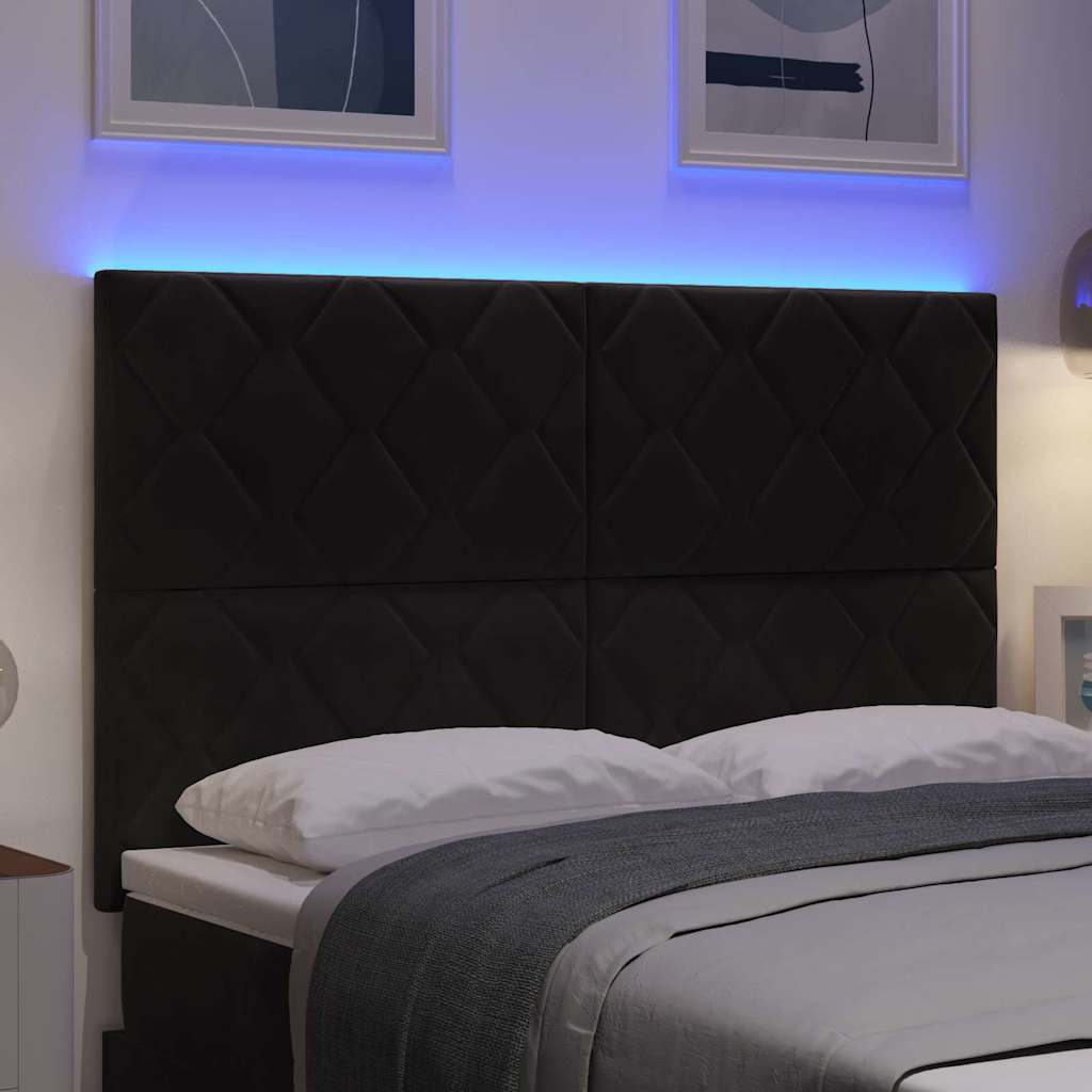 LED Hoofdbord Zwart 160 cm Fluweel