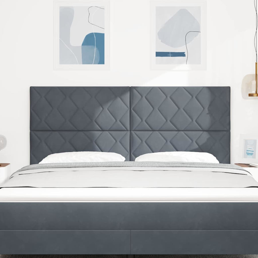 LED Hoofdbord Donkergrijs 180 cm Fluweel