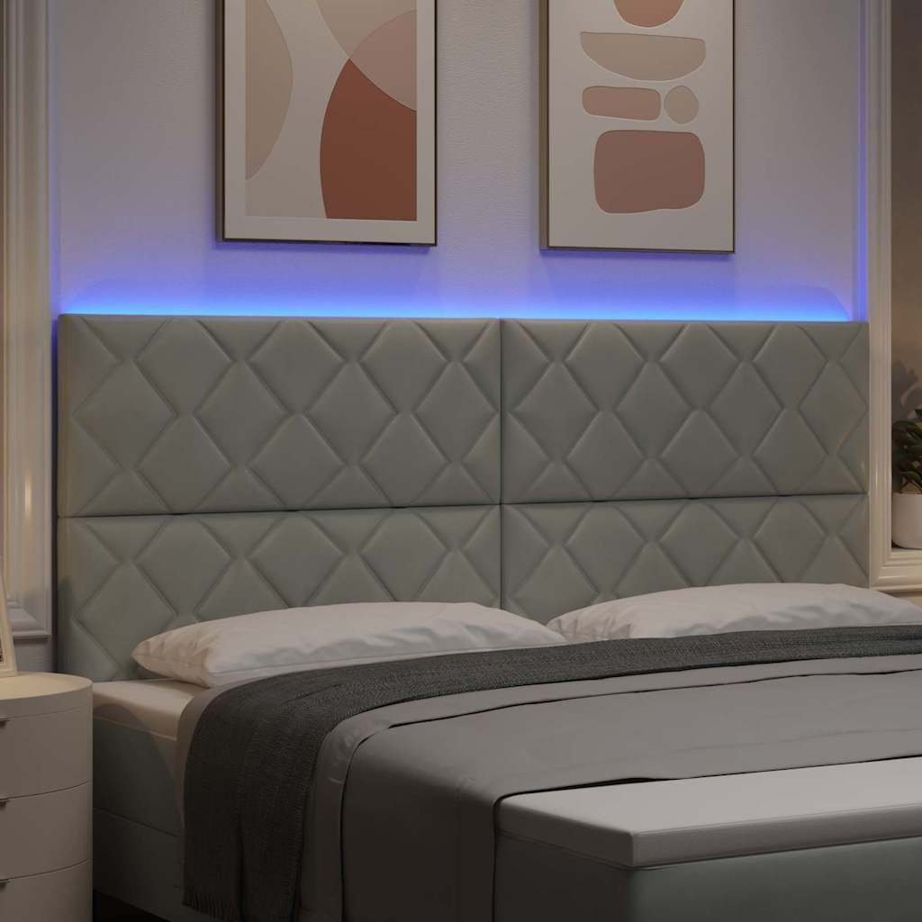LED Hoofdbord Lichtgrijs 200 cm Fluweel