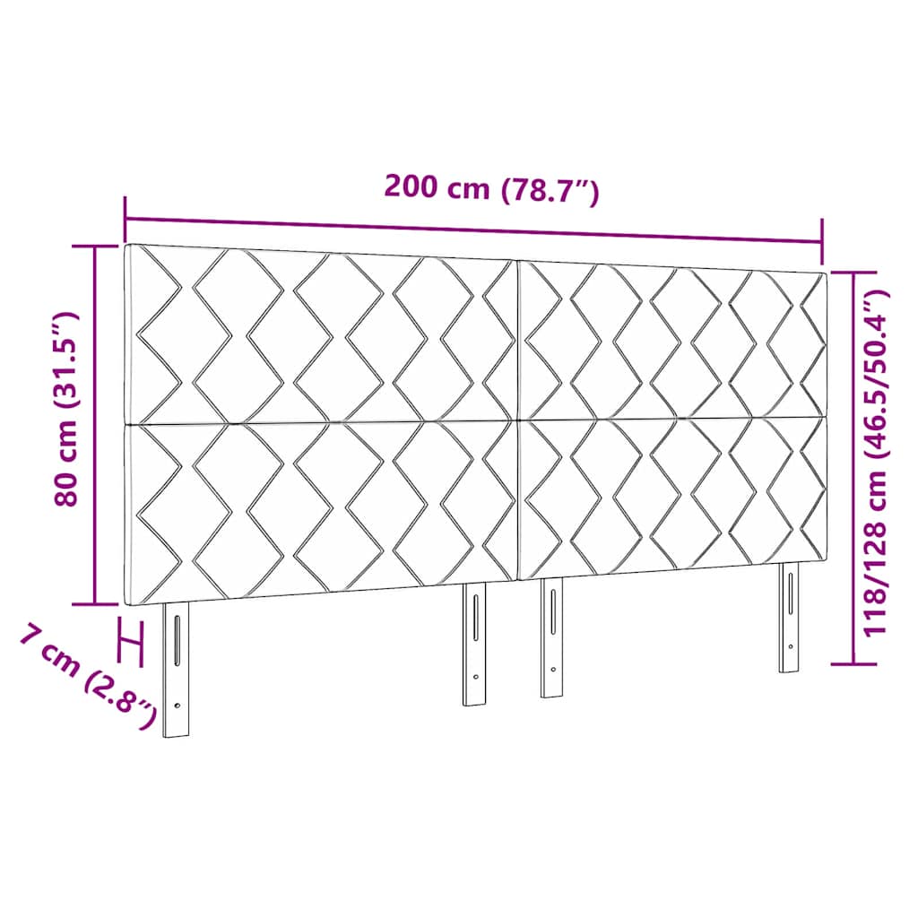 LED Hoofdbord Lichtgrijs 200 cm Fluweel