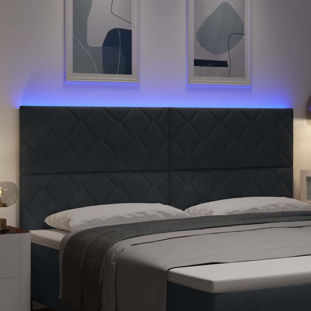 LED Hoofdbord Donkergrijs 200 cm Fluweel