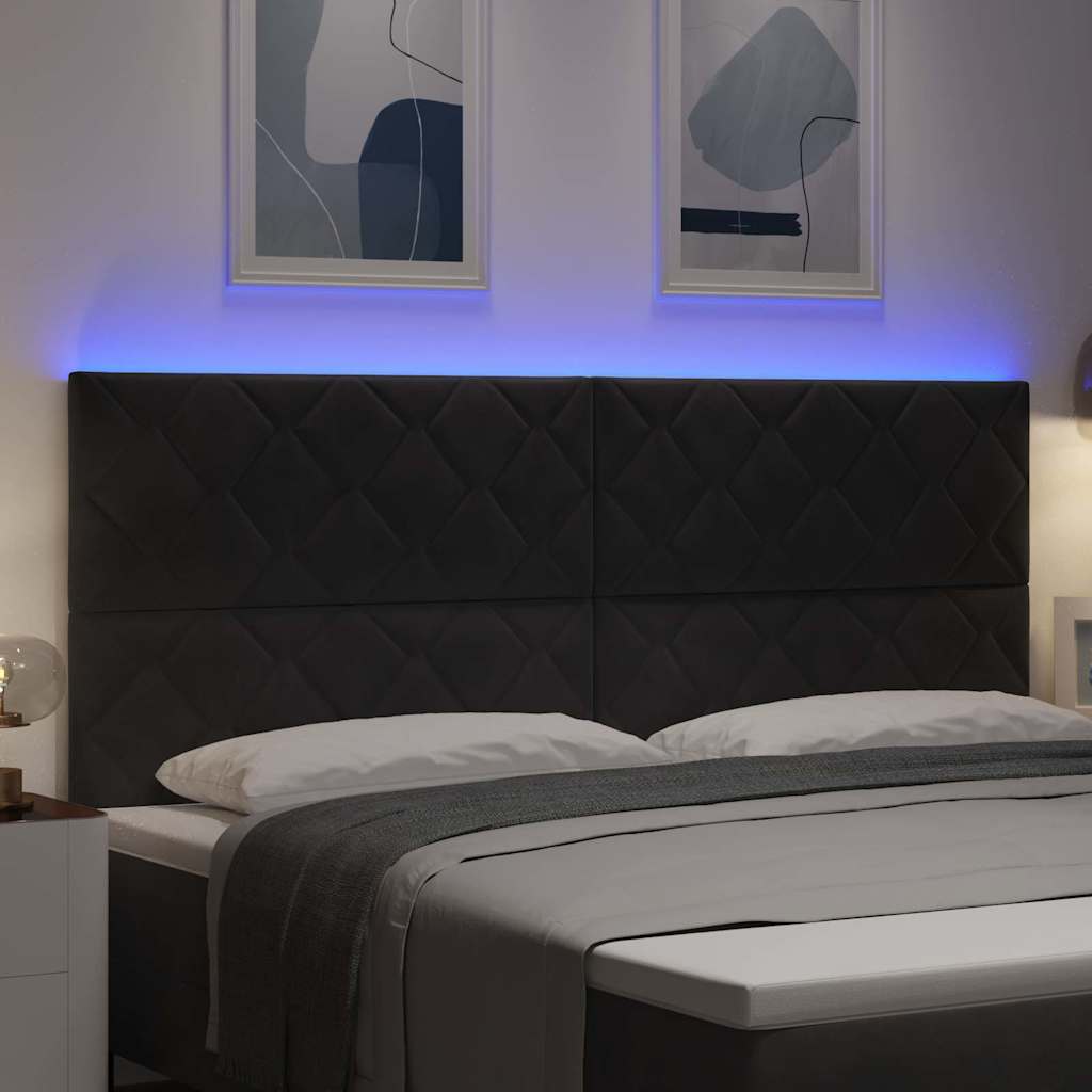 LED Hoofdbord Zwart 200 cm Fluweel
