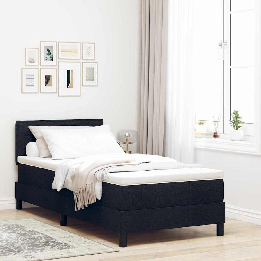 Boxspringbed met matras met hoofdeinde Zwart 80 x 200 cm Stof