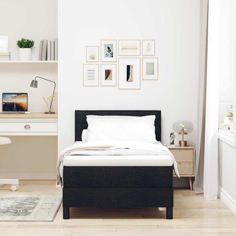 Boxspringbed met matras met hoofdeinde Zwart 80 x 200 cm Stof