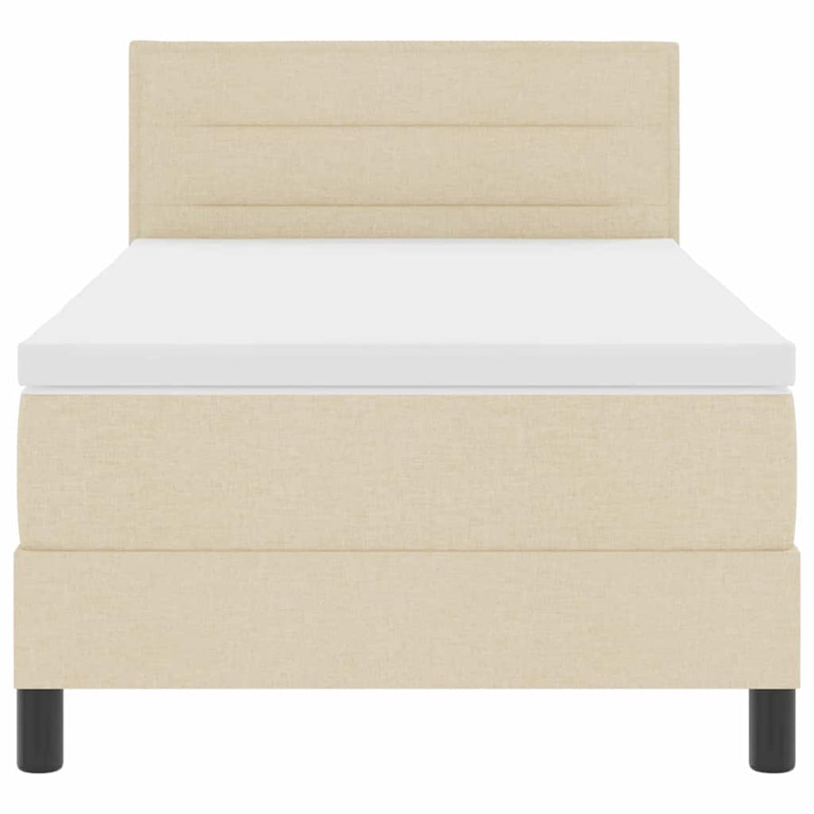 Boxspringbed met kussen met hoofdeinde Crème 90 x 190 cm Stof