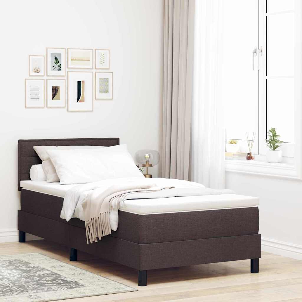 Boxspringbed met matras Donkerbruin 90 x 200 cm Stof