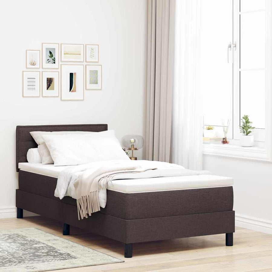 Boxspringbed met matras Donkerbruin 90 x 200 cm Stof