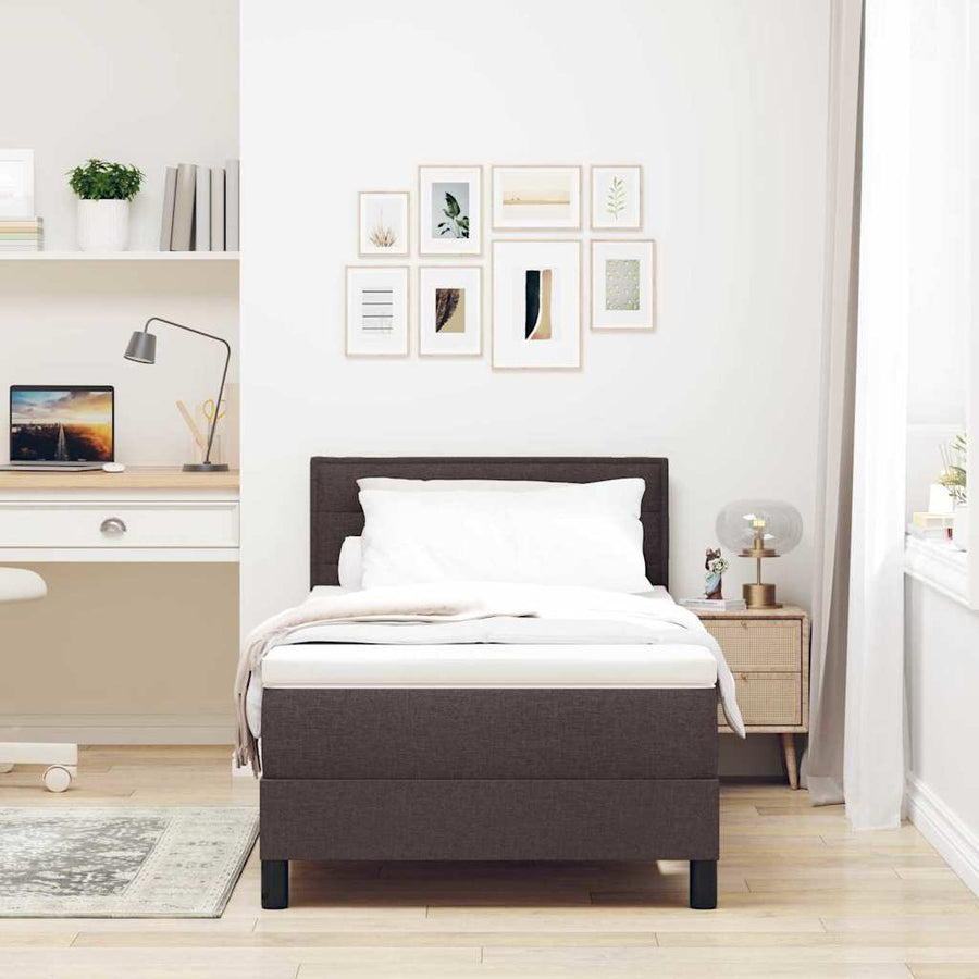 Boxspringbed met matras Donkerbruin 90 x 200 cm Stof