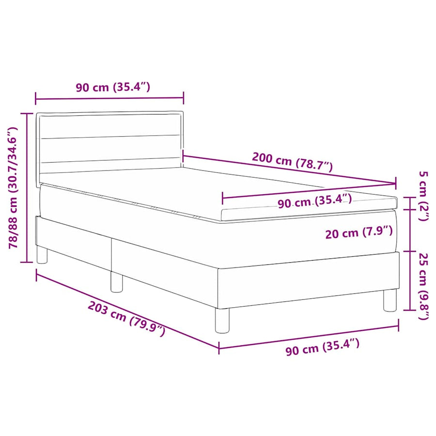 Boxspringbed met matras Donkerbruin 90 x 200 cm Stof