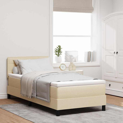 Boxspringbed met hoofdeinde Crème 90 x 200 cm Stof