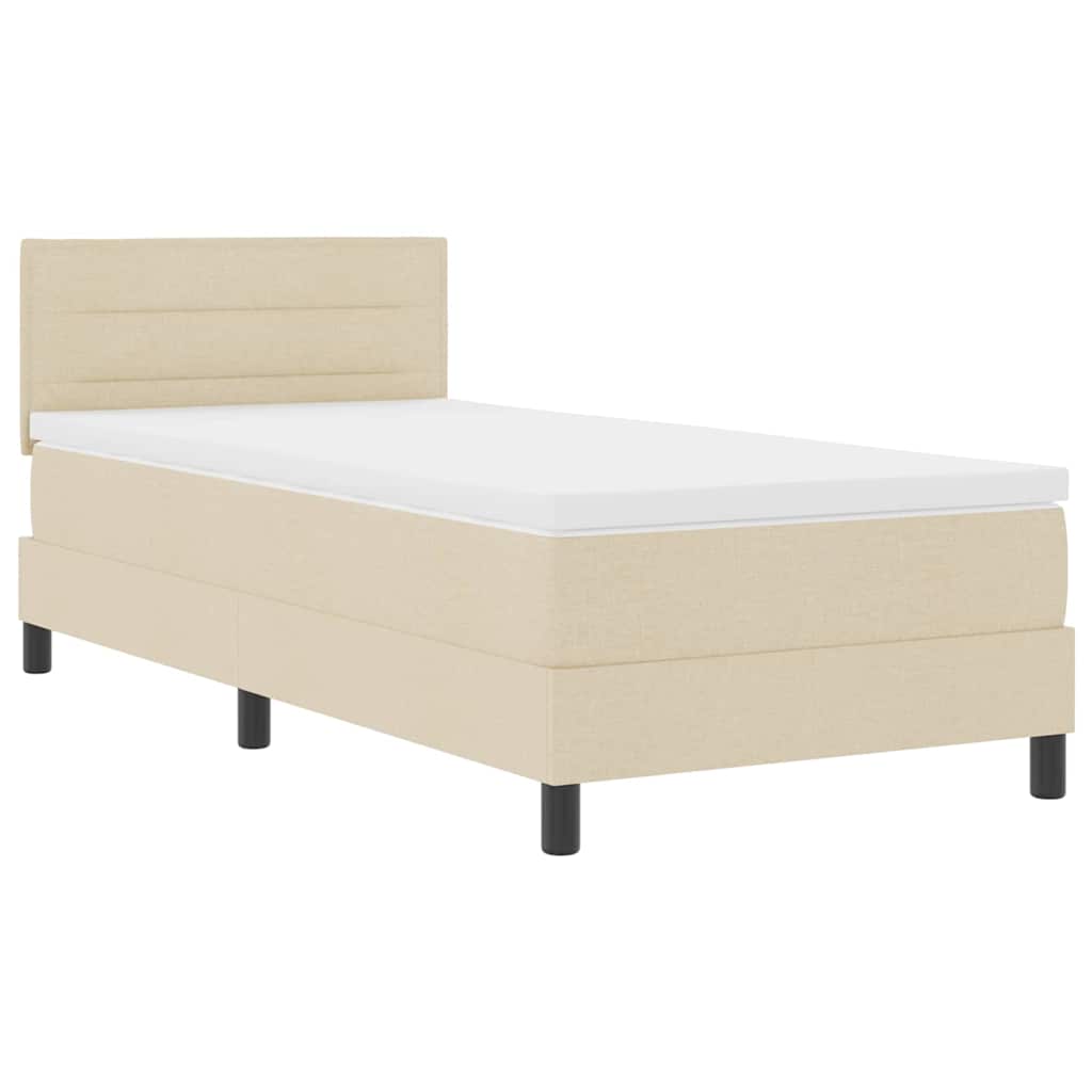 Boxspringbed met hoofdeinde Crème 90 x 200 cm Stof