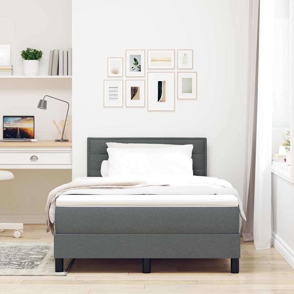 Boxspringbed met matras Donkergrijs 120 x 190 cm Stof