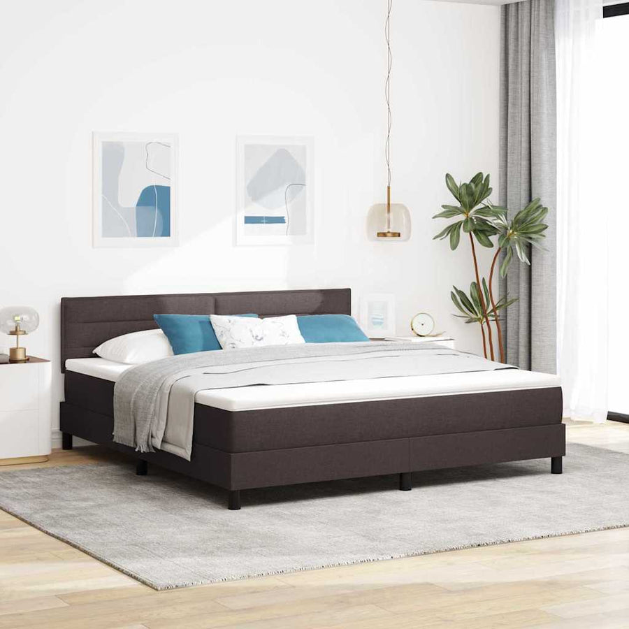 Boxspringbed met matras Donkerbruin 180 x 200 cm Stof