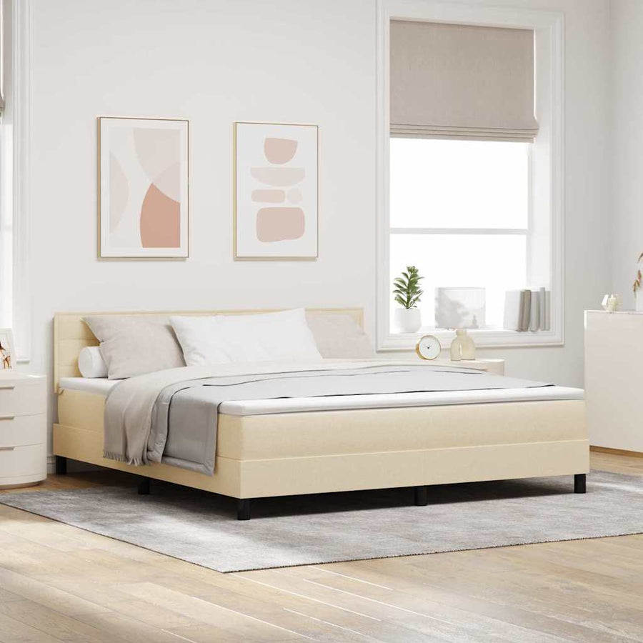 Boxspringbed met matras met hoofdeinde Crème 180 x 200 cm Stof