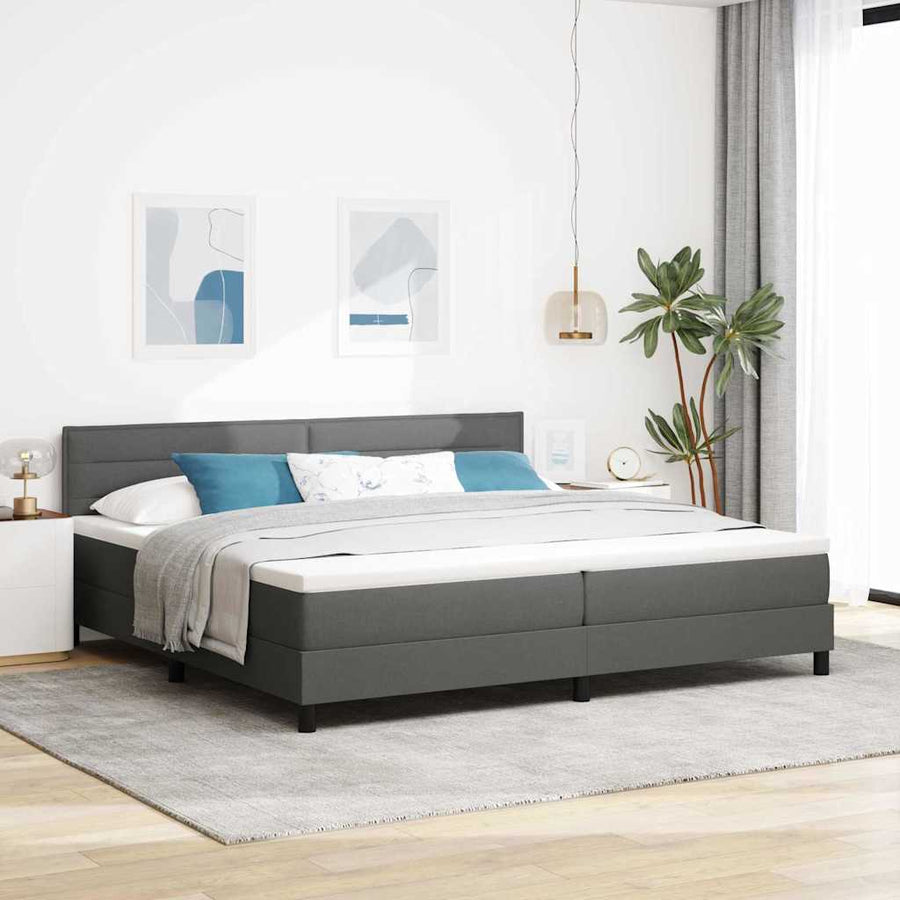 Boxspringbed met matras Donkergrijs 200 x 200 cm Stof