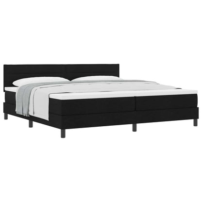 Boxspringbed met matras met hoofdeinde Zwart 200 x 200 cm Stof