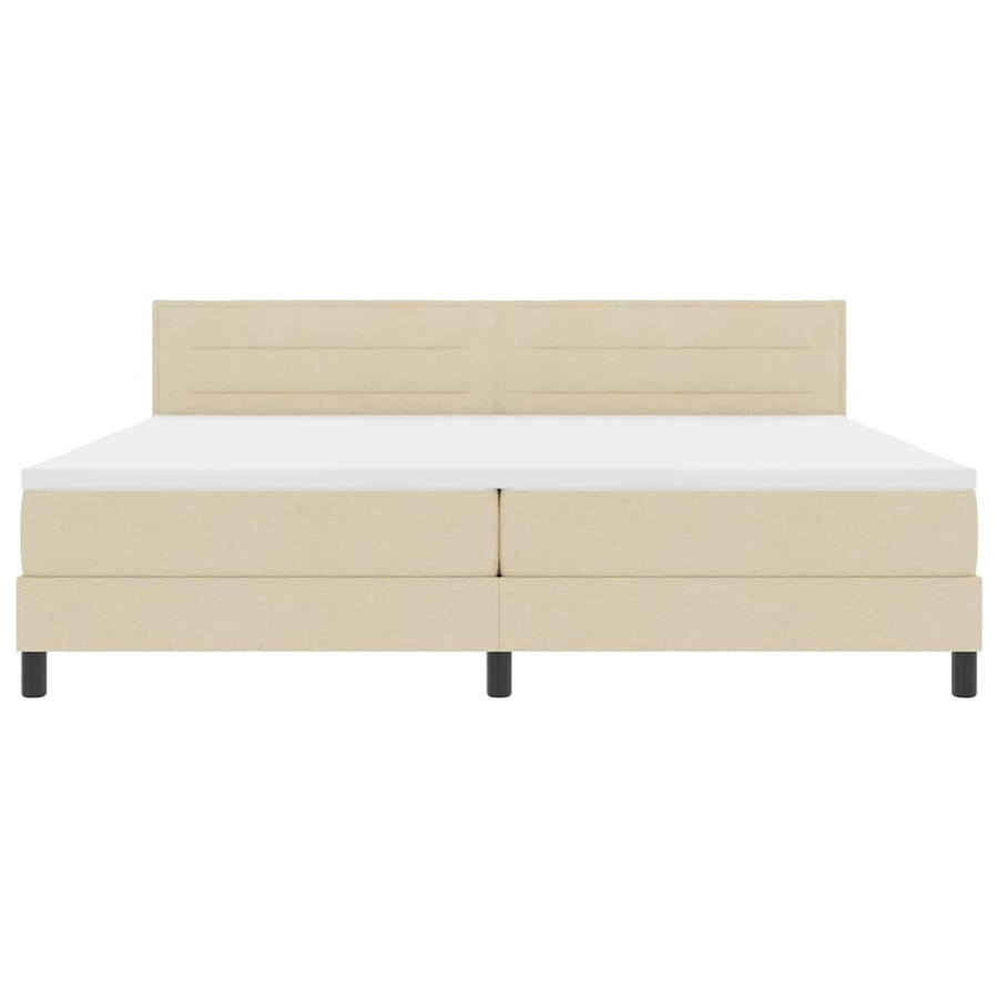 Boxspringbed met matras met hoofdeinde Crème 200 x 200 cm Stof