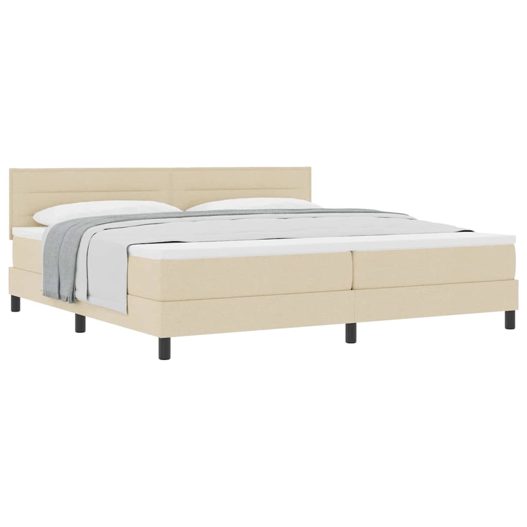 Boxspringbed met matras met hoofdeinde Crème 200 x 200 cm Stof