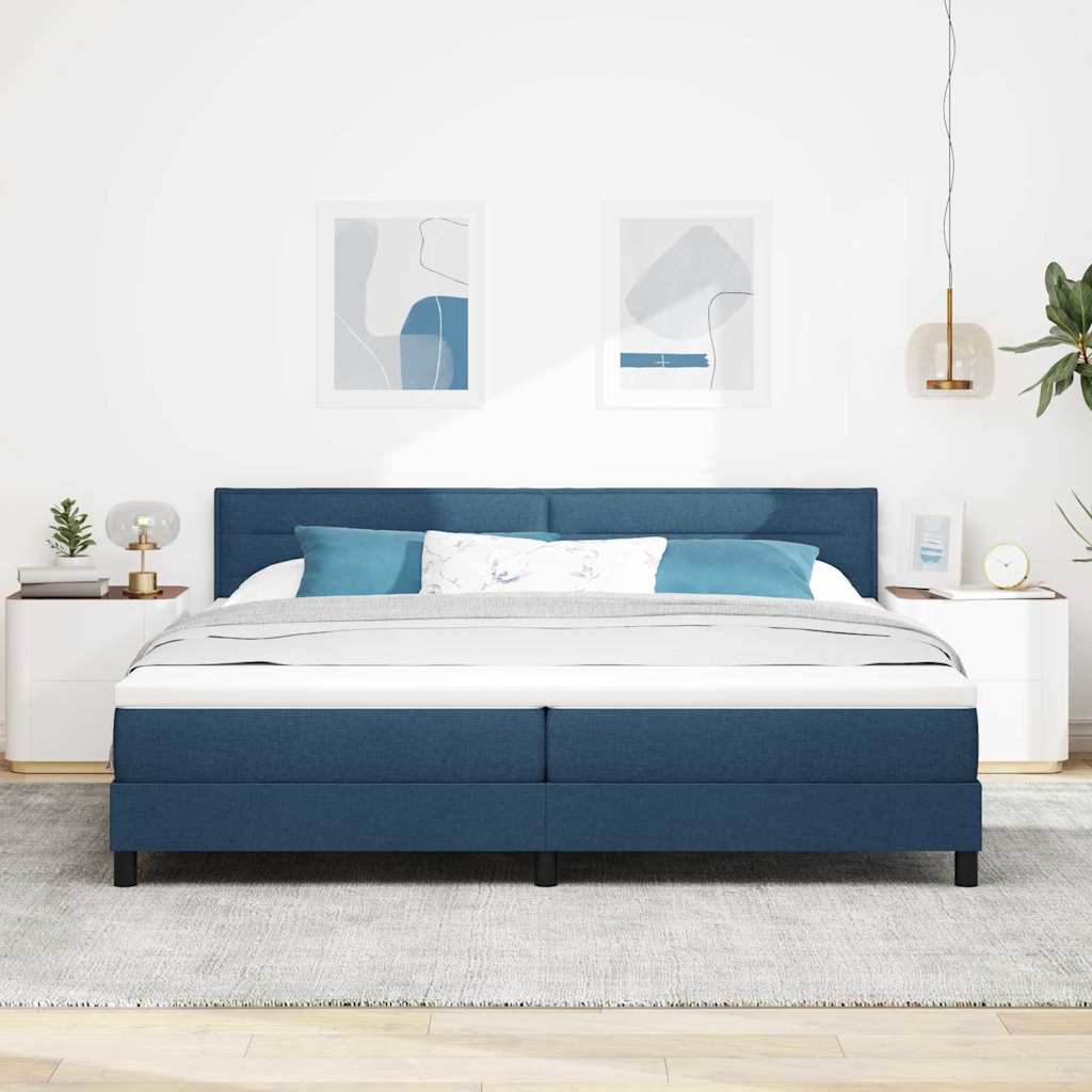 Boxspringbed met hoofdeinde Blauw 200 x 200 cm Stof