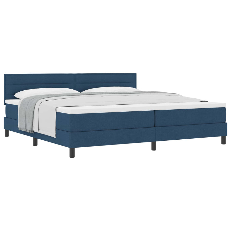 Boxspringbed met hoofdeinde Blauw 200 x 200 cm Stof