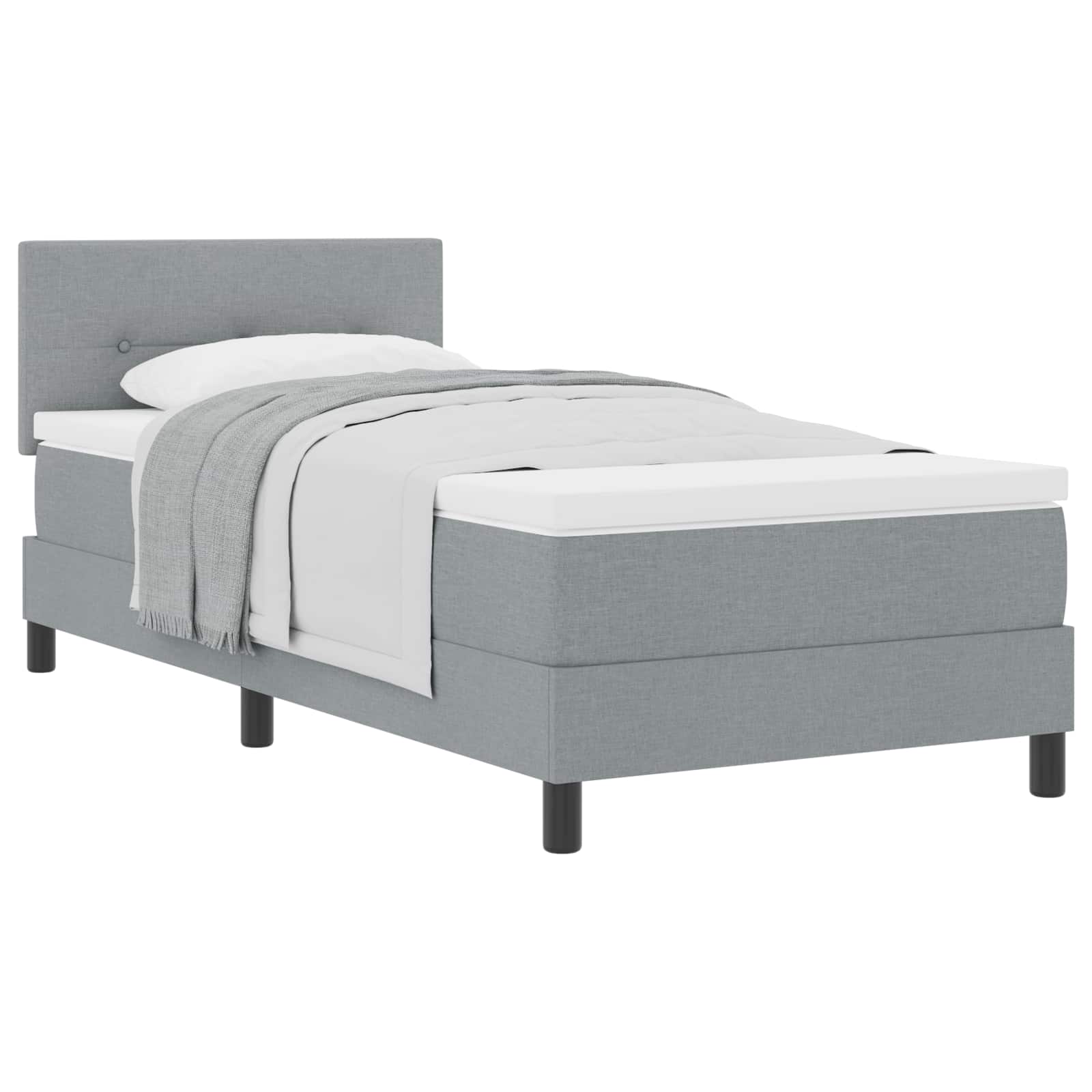 Boxspringbed met hoofdeinde Lichtgrijs 80 x 200 cm Stof