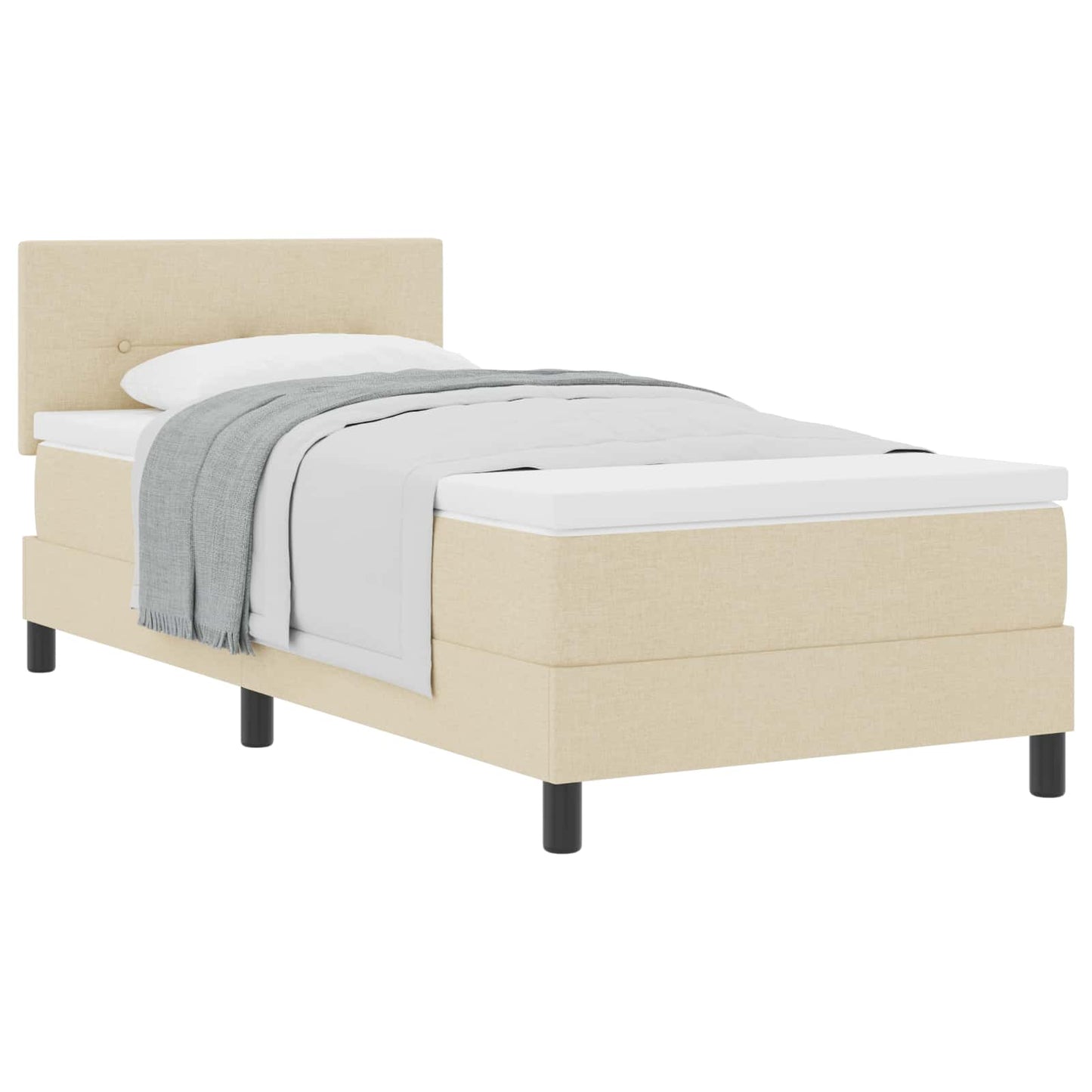 Boxspringbed met hoofdeinde Crème 90 x 200 cm Stof