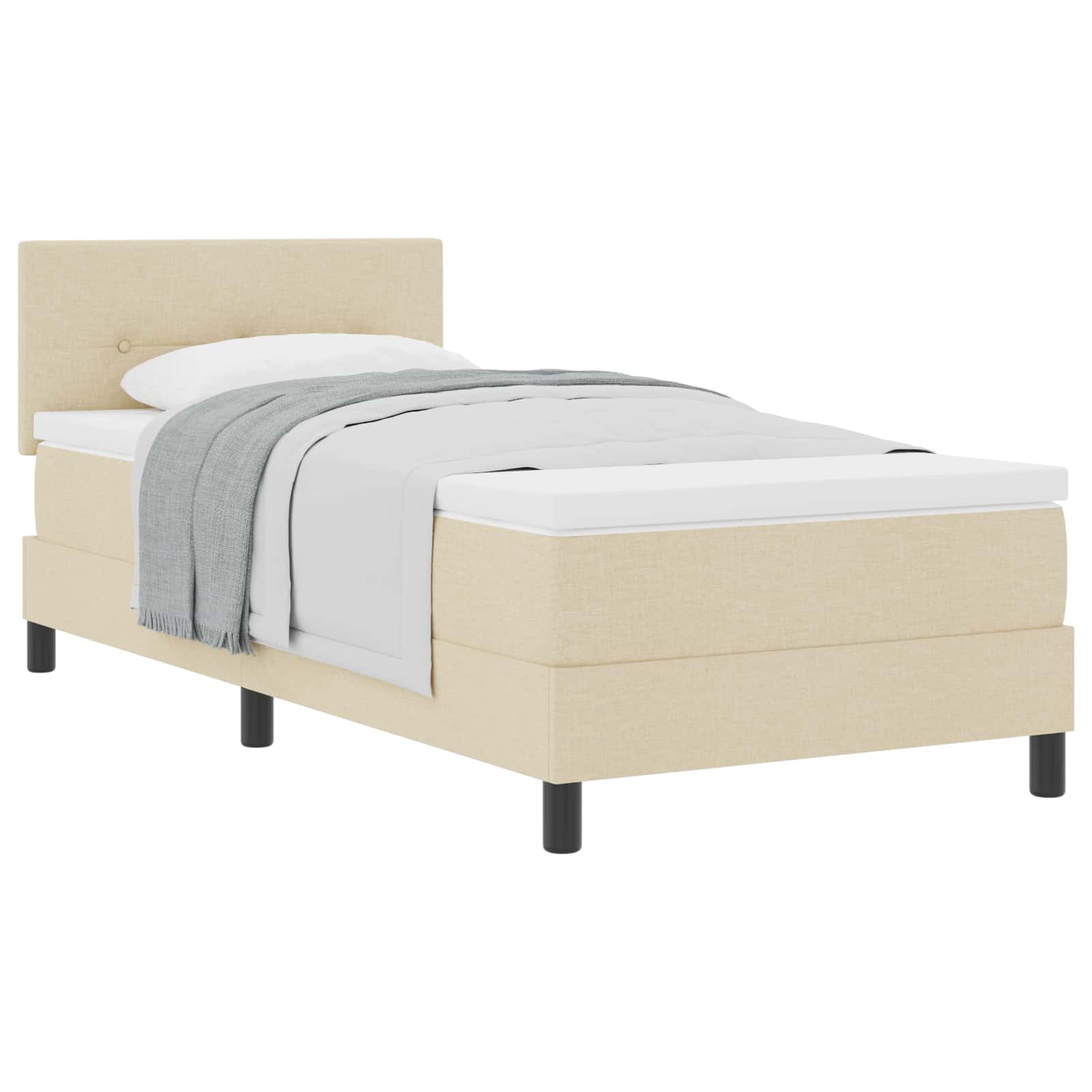 Boxspringbed met hoofdeinde Crème 90 x 200 cm Stof