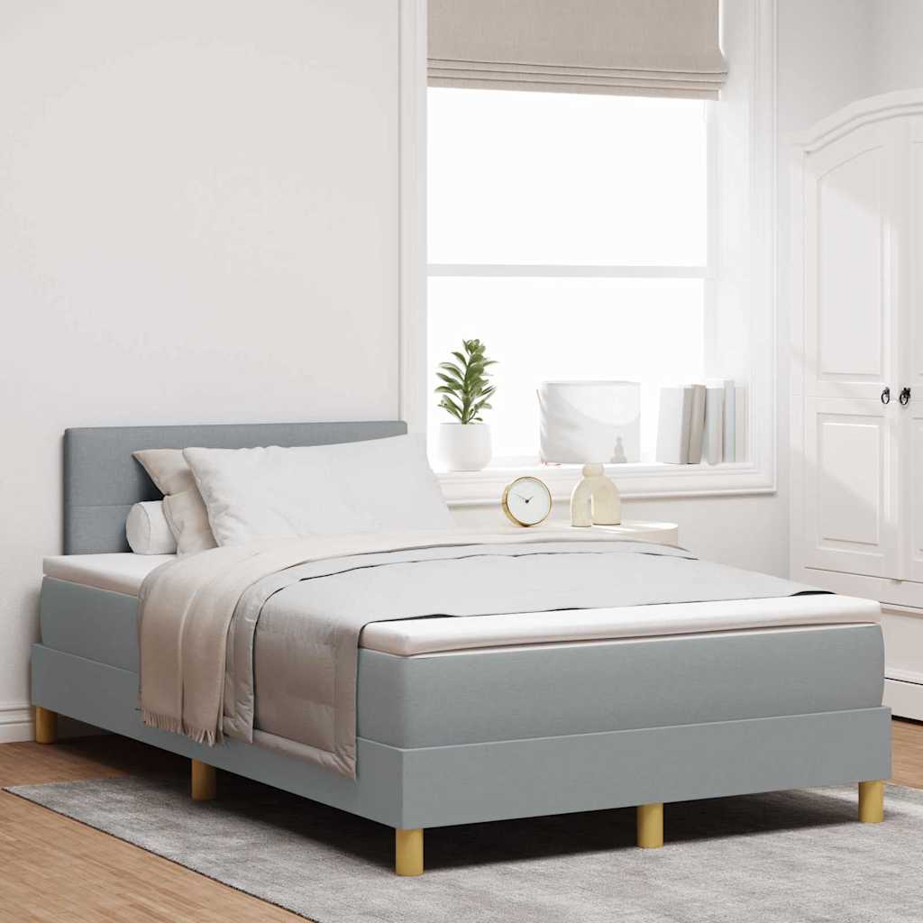 Boxspringbed met hoofdeinde Lichtgrijs 120 x 190 cm Stof