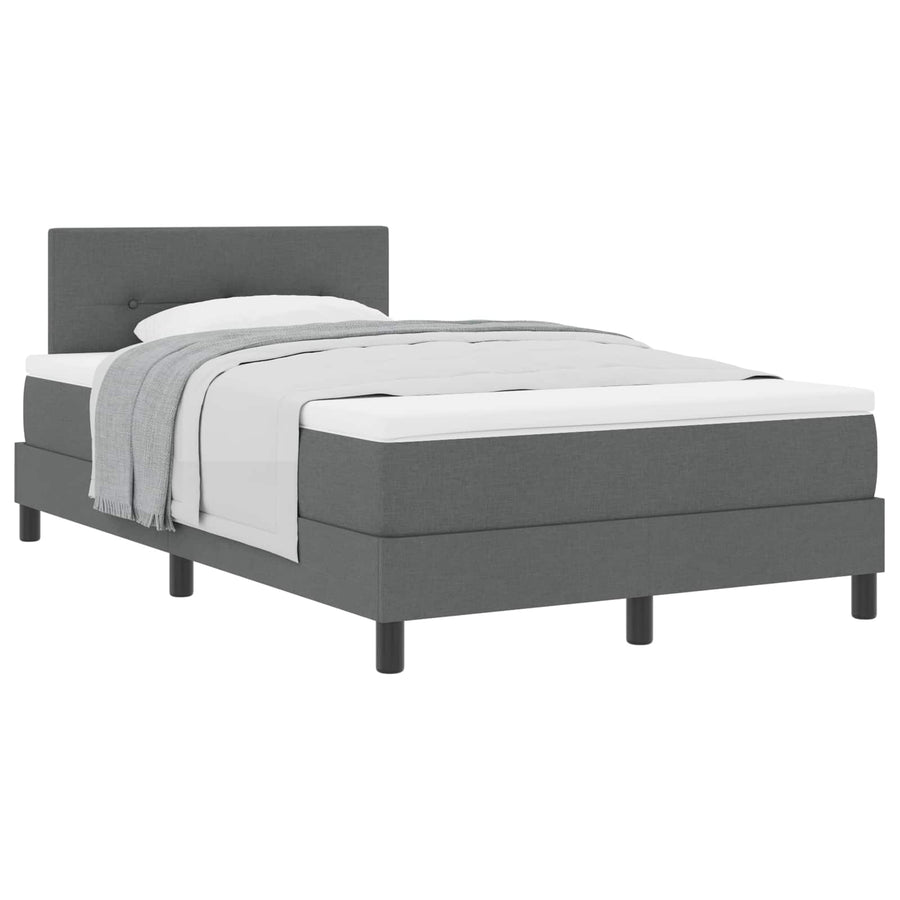 Boxspringbed met hoofdeinde Donkergrijs 120 x 200 cm Stof